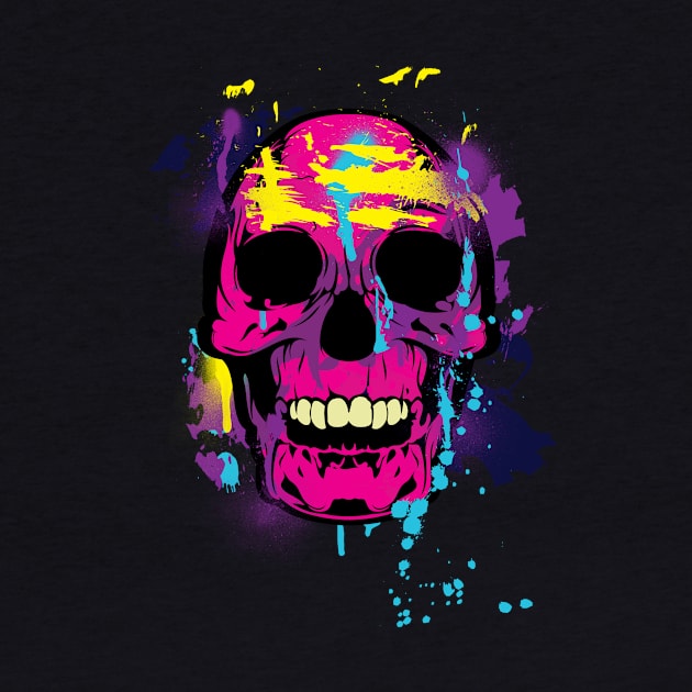 Skull neon spray paint and strokes by ddtk